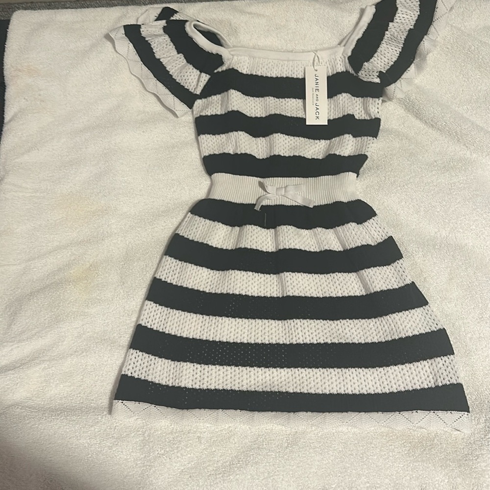 Janie and Jack Black and White Striped Knit Dress *NWOT*